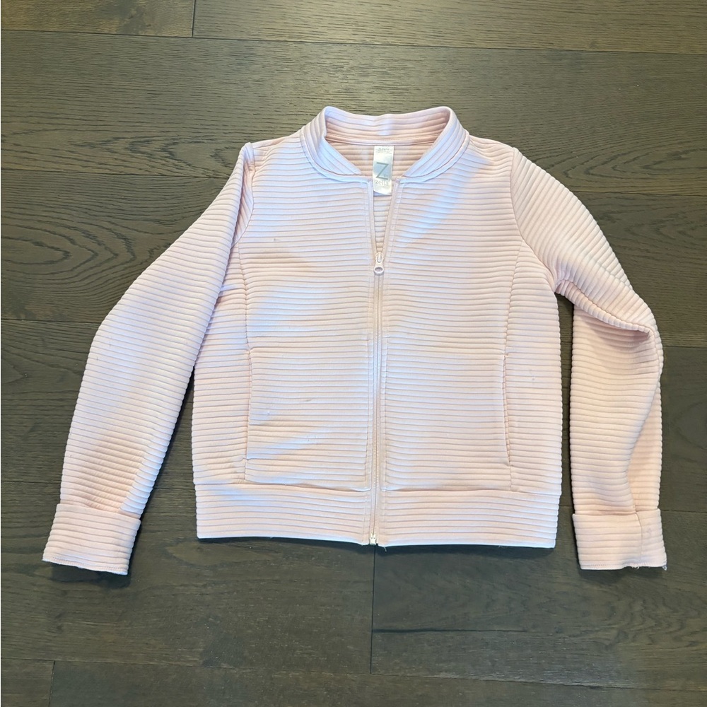 Zella girls pink ribbed spring jacket sz 14 excellent condition